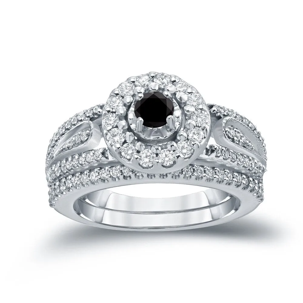 Auriya 3/5ctw Halo Black Diamond Engagement Ring Set 14k Gold sold by Zulily