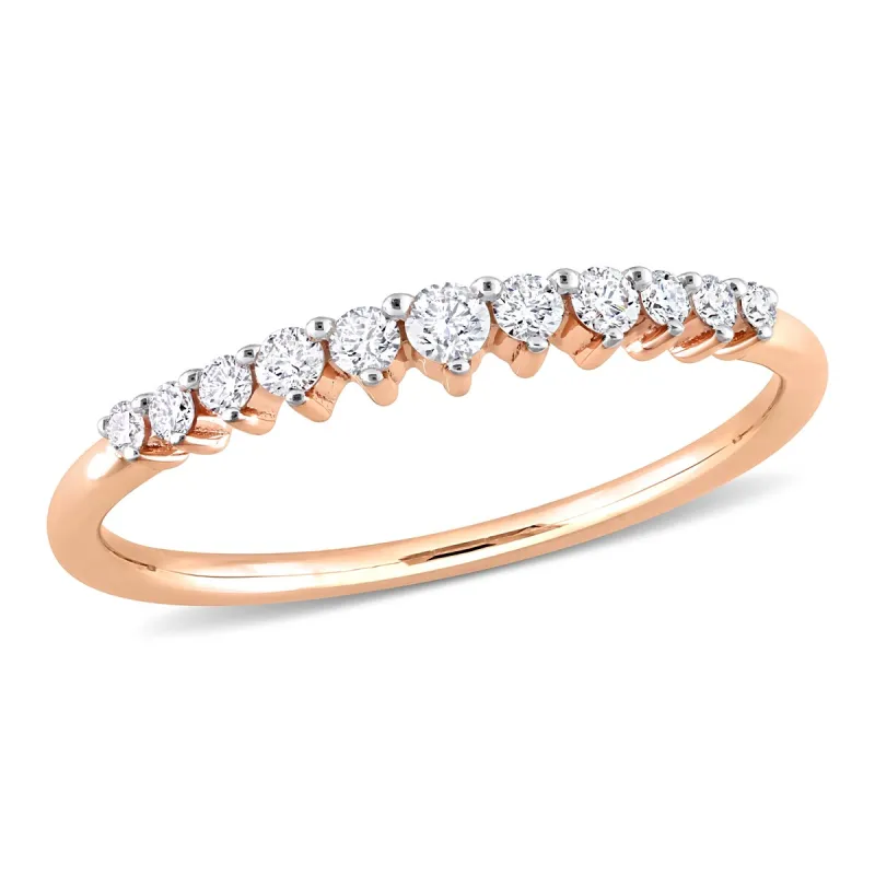 Miadora 14k Rose Gold 1/5ct TDW Diamond Stackable Semi-Eternity Wedding Band Ring sold by Zulily