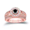 Auriya 3/5ctw Halo Black Diamond Engagement Ring Set 14k Gold sold by Zulily