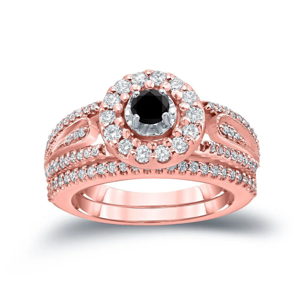 Auriya 3/5ctw Halo Black Diamond Engagement Ring Set 14k Gold sold by Zulily product image thumbnail 3