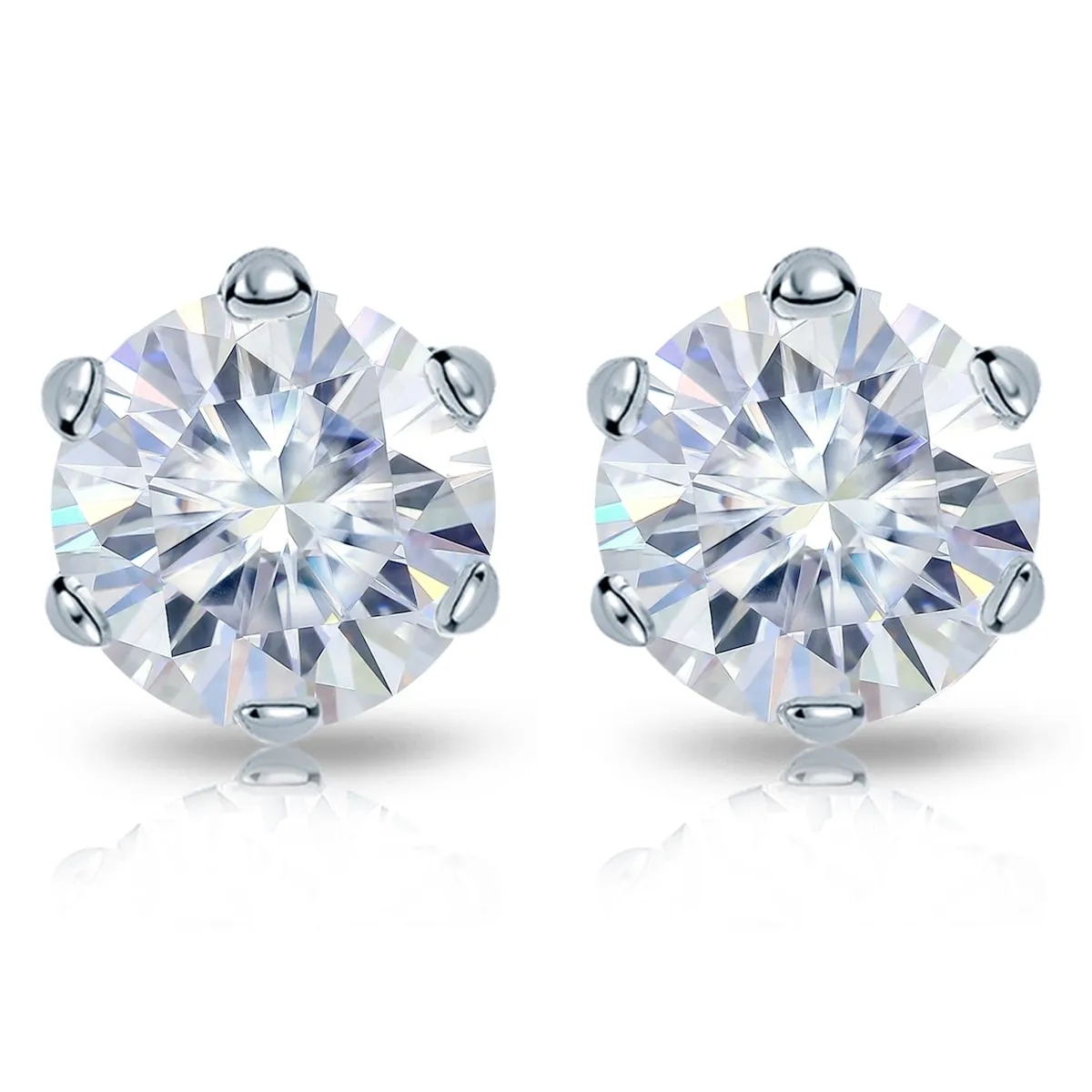 Auriya 18k Gold 3ctw Round Moissanite Stud Earrings - 7.4 mm sold by Zulily product image thumbnail 3