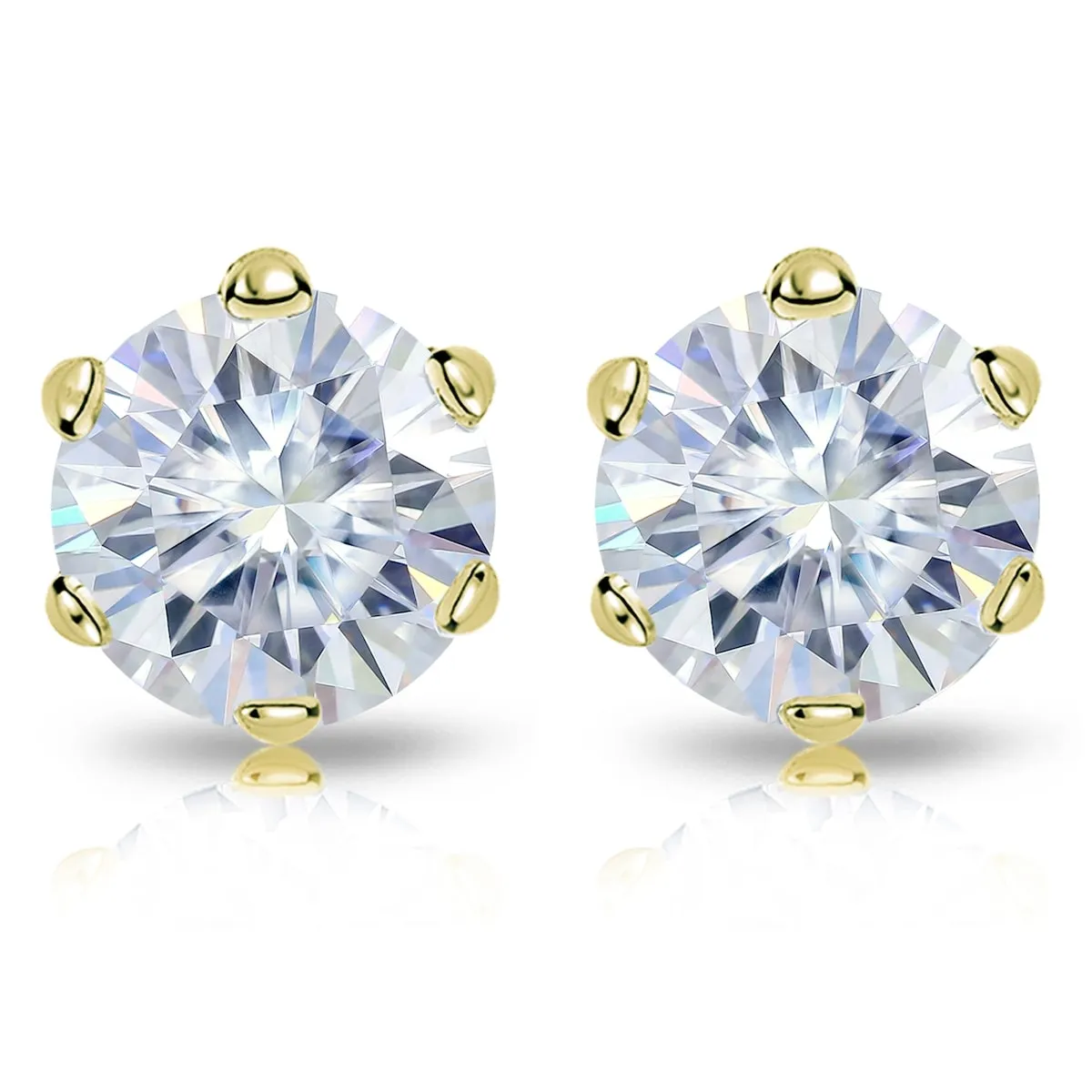 Auriya 18k Gold 3ctw Round Moissanite Stud Earrings - 7.4 mm sold by Zulily product image thumbnail 4