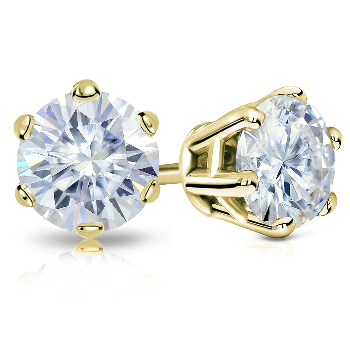 Auriya 18k Gold 3ctw Round Moissanite Stud Earrings - 7.4 mm sold by Zulily product image thumbnail 2