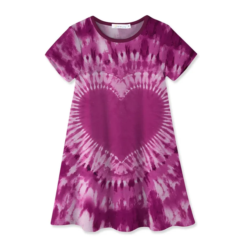 Pink Tie-Dye Heart Print Shift Dress sold by Zulily
