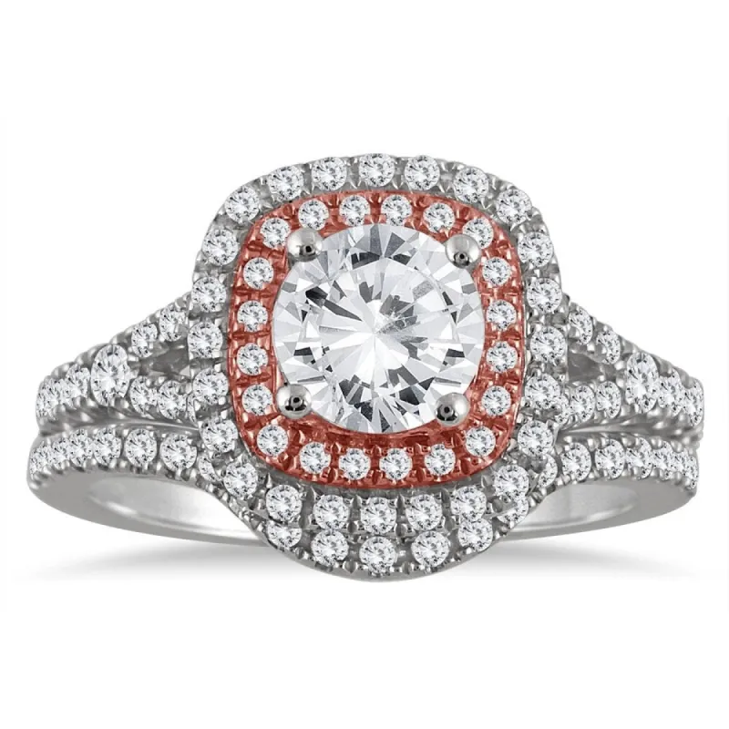 AGS Certified 1 5/8 Carat TW Diamond Bridal Set in 14K Rose and White Gold (J-K Color, I2-I3 Clarity) made by Zulily
