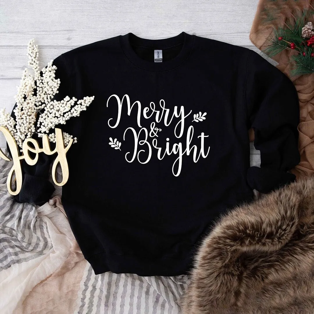 Merry and Bright Cursive Graphic Sweatshirt sold by Zulily