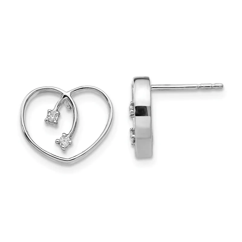 Curata Sterling Silver 10x13mm .04ct Diamond Heart Earrings sold by Zulily