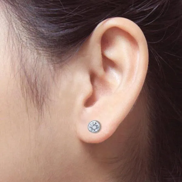 Auriya 14k Gold GIA Certified 1.00 carat TDW Bezel Set Round Diamond Stud Earrings sold by Zulily product image thumbnail 4