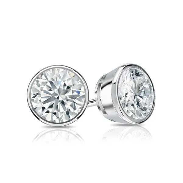 Auriya 14k Gold GIA Certified 1.00 carat TDW Bezel Set Round Diamond Stud Earrings sold by Zulily product image thumbnail 2