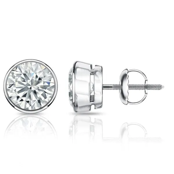 Auriya 14k Gold GIA Certified 1.00 carat TDW Bezel Set Round Diamond Stud Earrings sold by Zulily