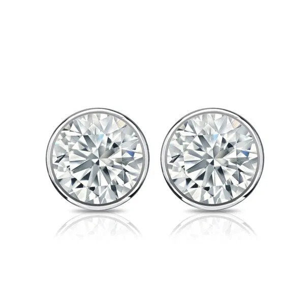 Auriya 14k Gold GIA Certified 1.00 carat TDW Bezel Set Round Diamond Stud Earrings sold by Zulily product image thumbnail 3