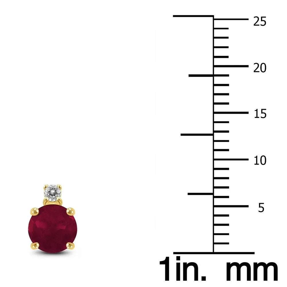 14K Yellow Gold 4MM Round Ruby and Diamond Earrings sold by Zulily product image thumbnail 2