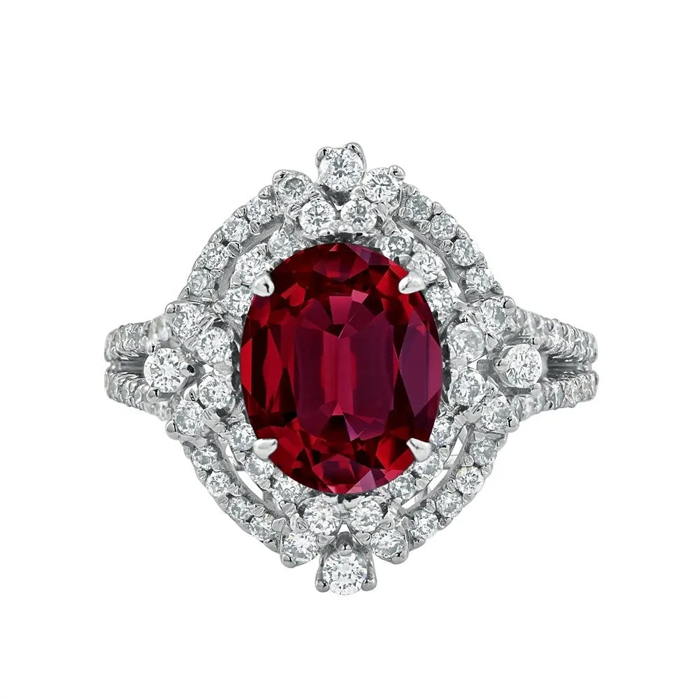 Auriya Vintage 2 7/8ct Oval Red Ruby and Halo Diamond Ring 3/4cttw 18K Gold sold by Zulily product image thumbnail 2