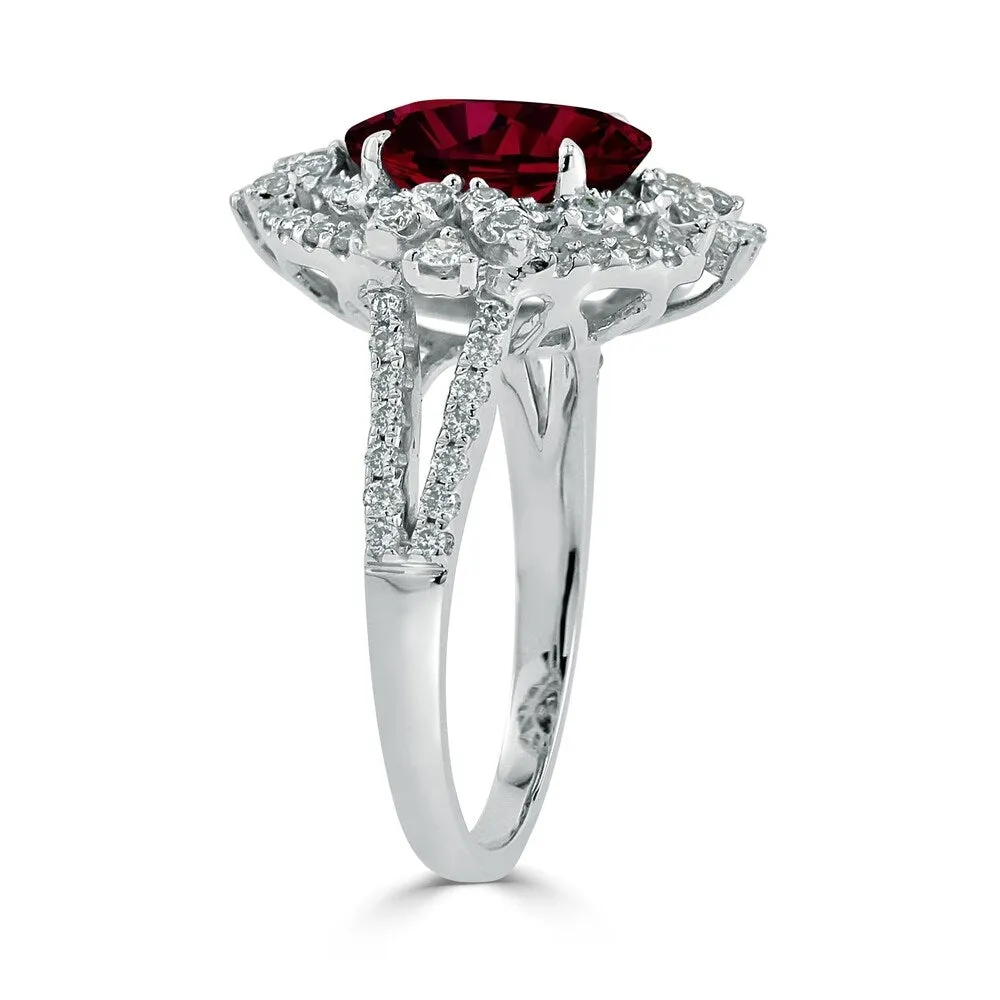 Auriya Vintage 2 7/8ct Oval Red Ruby and Halo Diamond Ring 3/4cttw 18K Gold sold by Zulily product image thumbnail 3