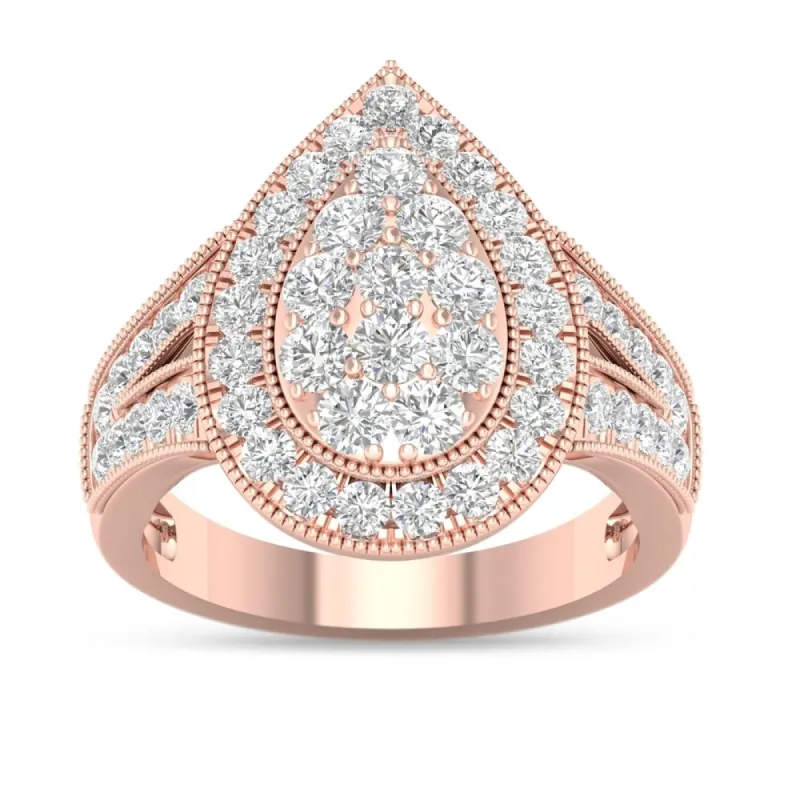 De Couer 14k Rose Gold 1ct TDW Diamond Pear Shaped Engagement Ring - Pink sold by Zulily