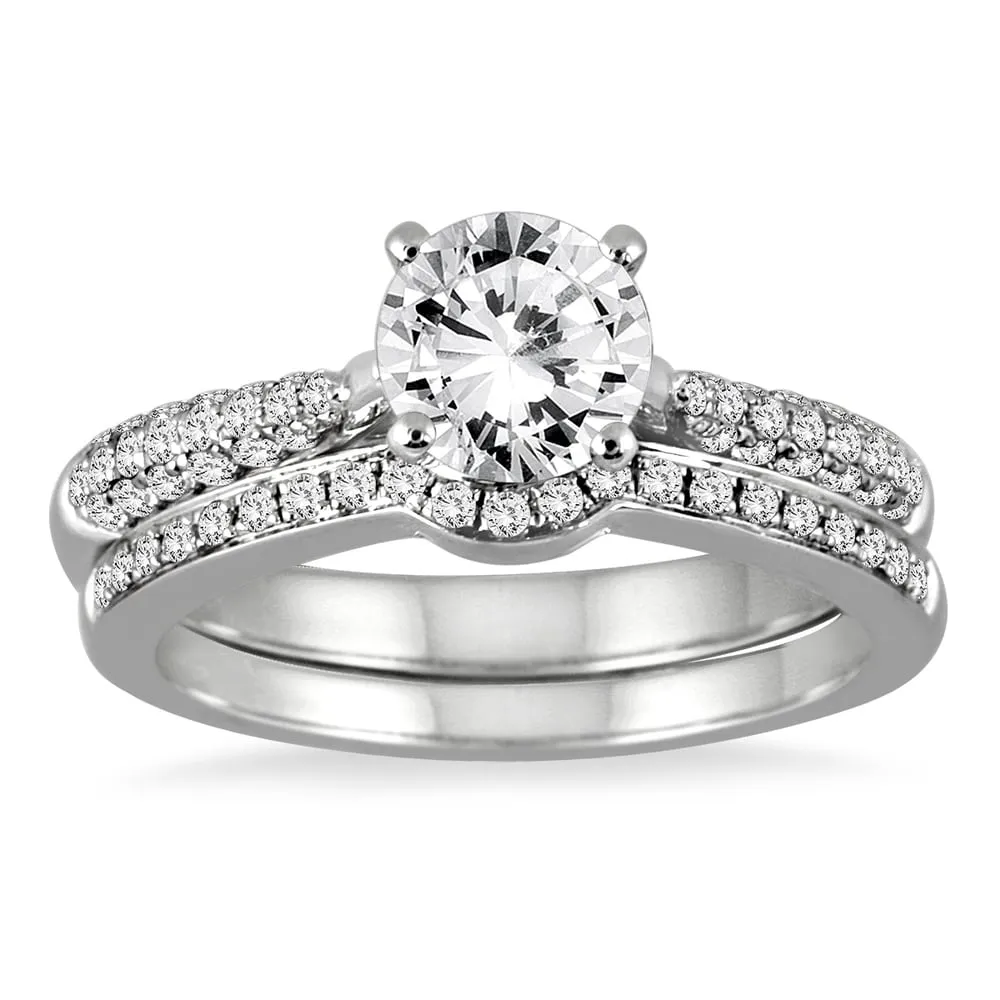AGS Certified 1 1/2 Carat TW Pave Diamond Bridal Set in 14K White Gold (J-K Color, I2-I3 Clarity) sold by Zulily