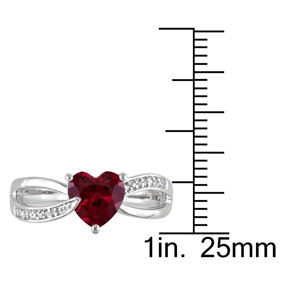 Miadora Sterling Silver Created Ruby and Diamond Heart Ring (H-I, I2-I3) sold by Zulily product image thumbnail 3