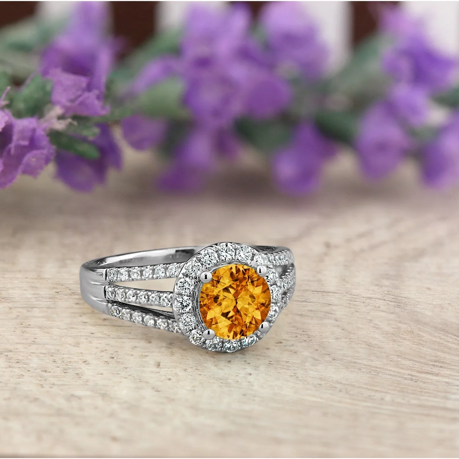 Auriya Modern 1 3/8ct Citrine and Halo Diamond Engagement Ring 1/2cttw 14k Gold sold by Zulily