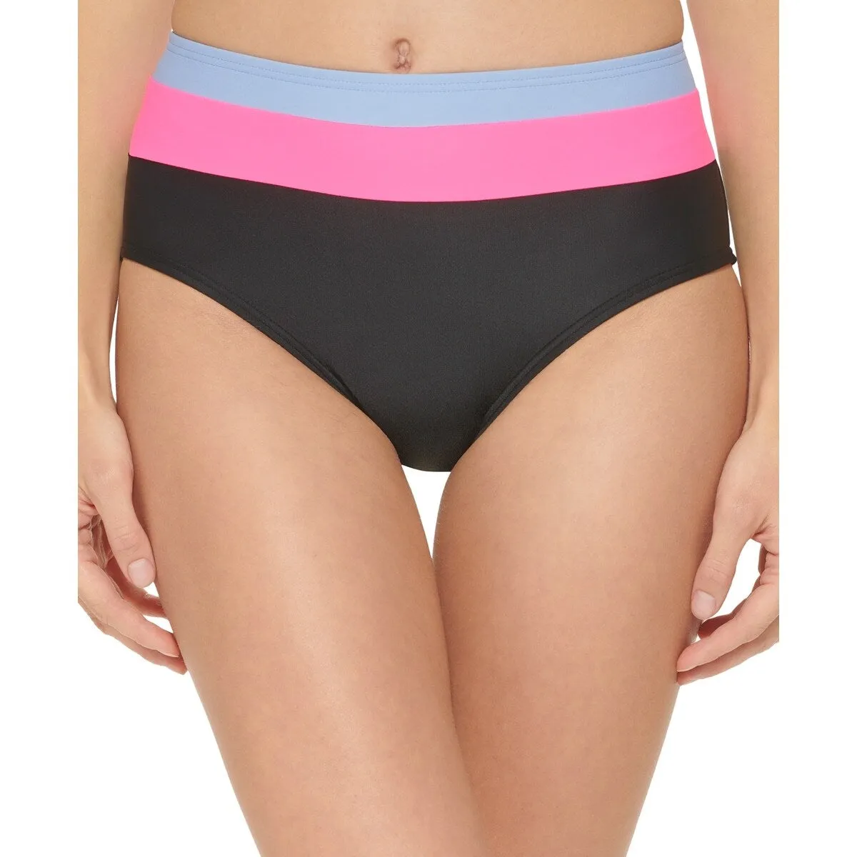 Dkny Women's Colorblocked High Waist Bikini Bottoms Swimsuit Gray sold by Zulily