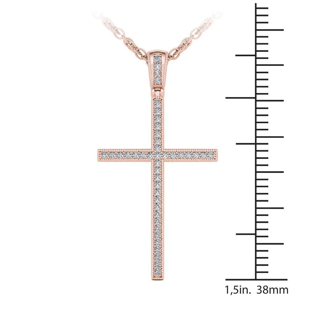 De Couer IGI Certified 10K Rose Gold 1/6ct TDW Diamond Cross Necklace - White H-I sold by Zulily product image thumbnail 5