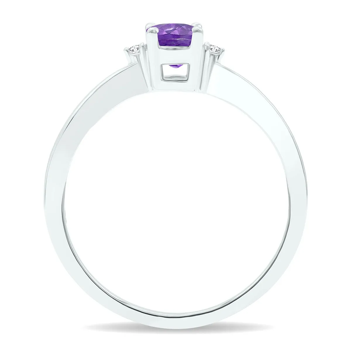 Women's Amethyst and Diamond Classic Band in 10K White Gold sold by Zulily product image thumbnail 3