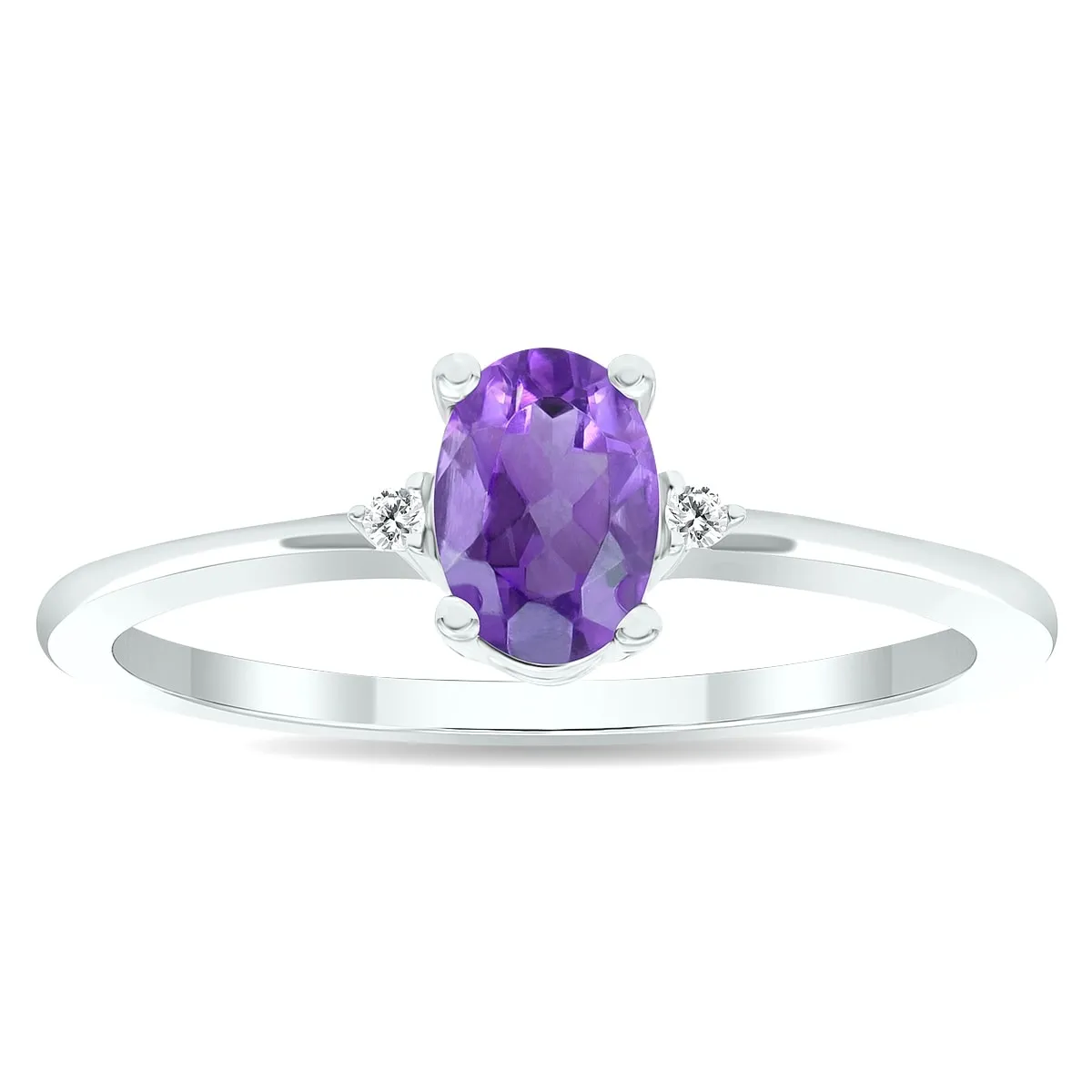 Women's Amethyst and Diamond Classic Band in 10K White Gold sold by Zulily