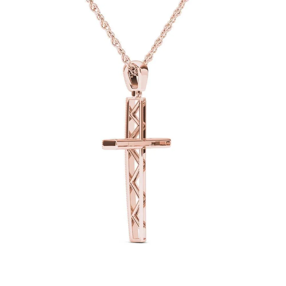 De Couer IGI Certified 10K Rose Gold 1/6ct TDW Diamond Cross Necklace - White H-I sold by Zulily product image thumbnail 4