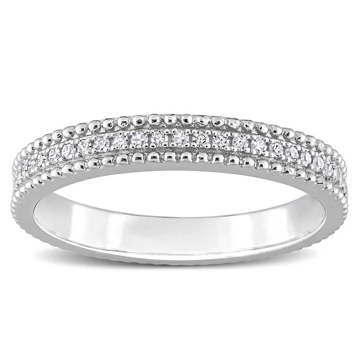 Miadora 1/10ct TDW Diamond Stackable Anniversary Wedding Band in Sterling Silver sold by Zulily product image thumbnail 3