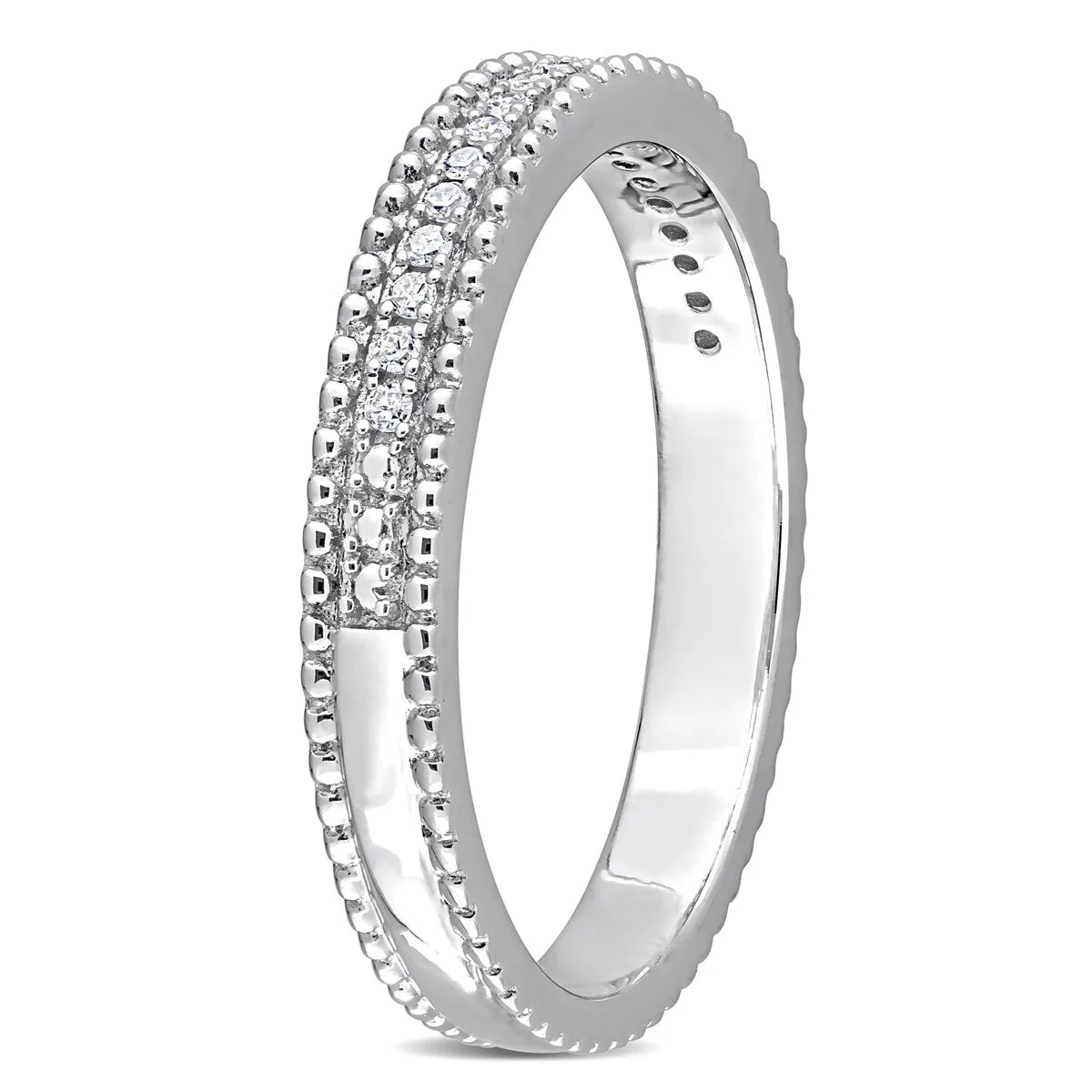 Miadora 1/10ct TDW Diamond Stackable Anniversary Wedding Band in Sterling Silver sold by Zulily product image thumbnail 4