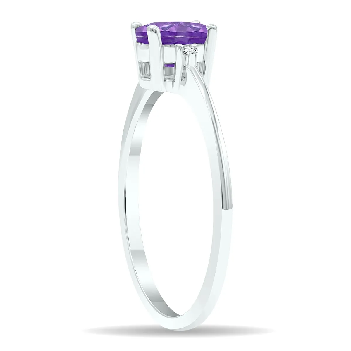 Women's Amethyst and Diamond Classic Band in 10K White Gold sold by Zulily product image thumbnail 2
