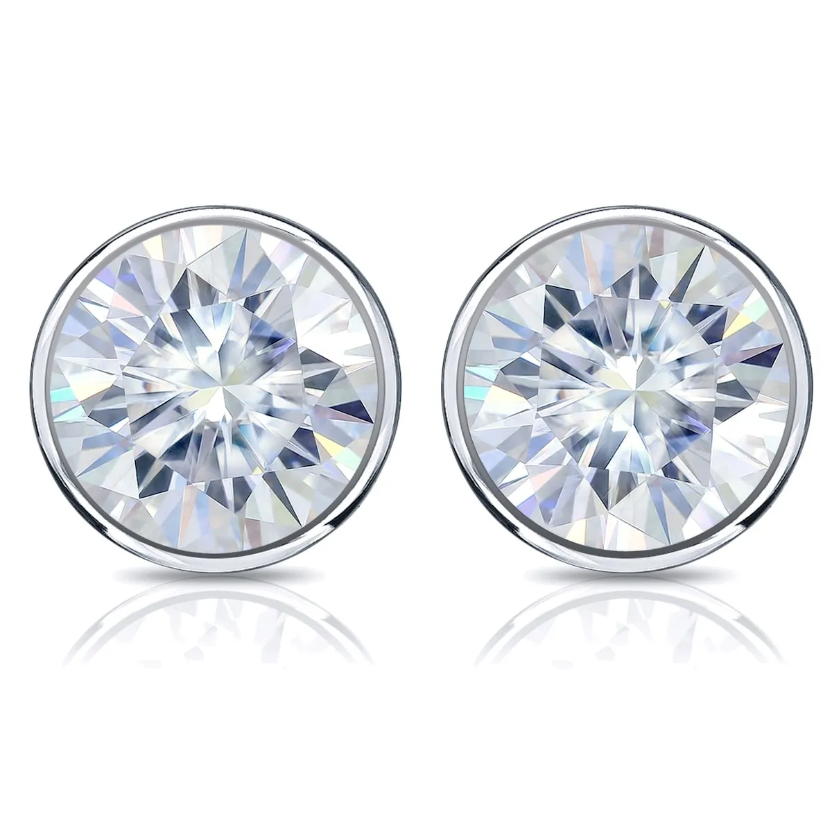 Auriya 14k Gold 1 1/2ctw Bezel-set Round Moissanite Stud Earrings - 5.9 mm sold by Zulily product image thumbnail 3