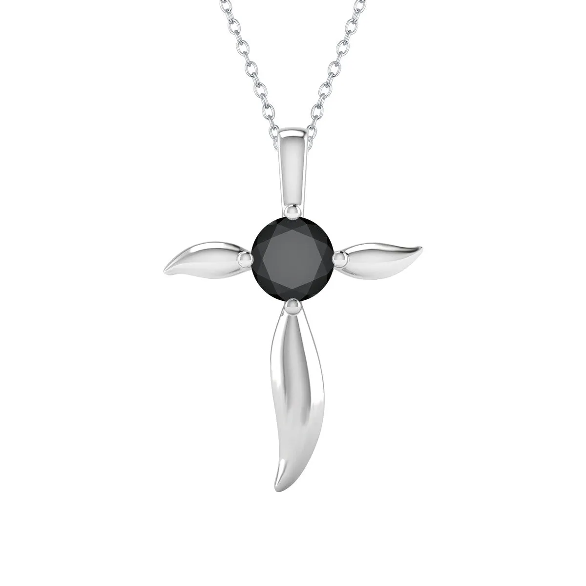 1.00 Carat Natural Black Diamond Sterling Silver Cross Pendant sold by Zulily