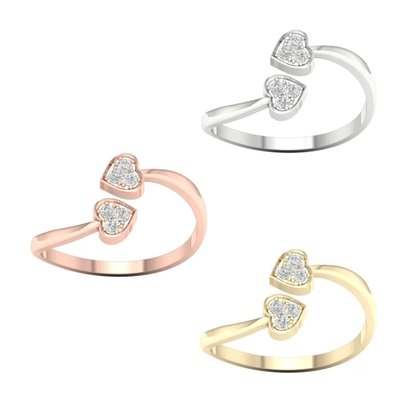 1/20ct TDW Diamond Cpmposite Hearts Ring in 10k Gold by De Couer sold by Zulily