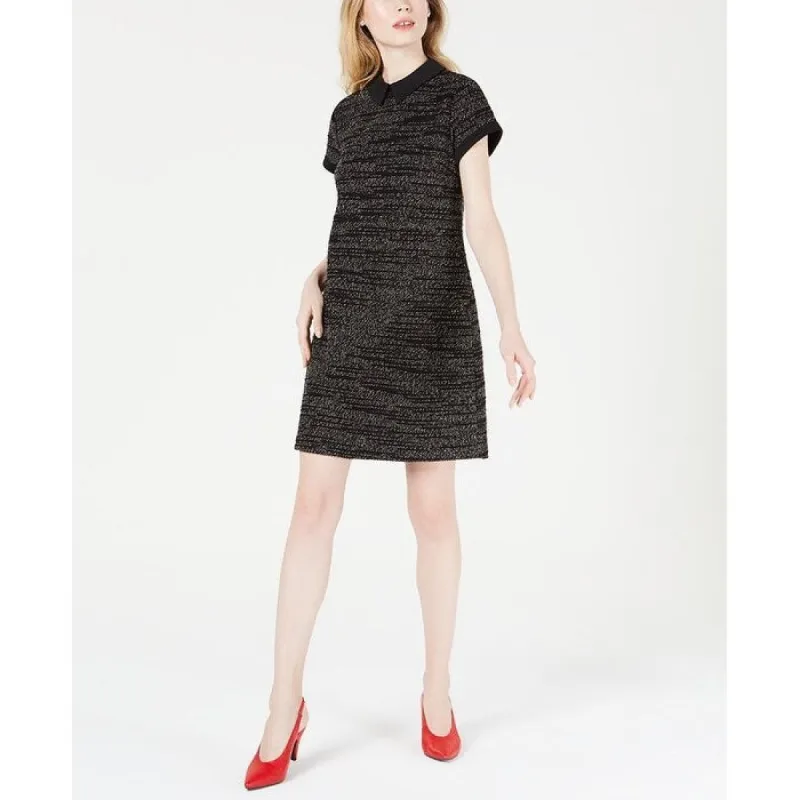 Maison Jules Women's Heather Sleeveless Peter Pan Collar Above the Knee Shift Dress Black Size X-Large sold by Zulily