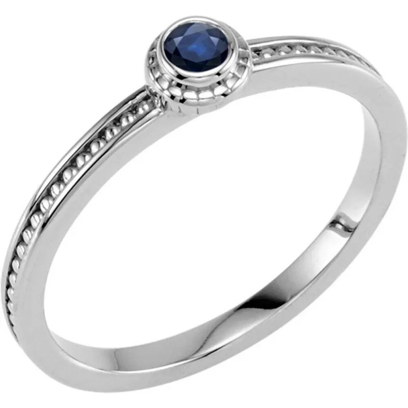 Auriya 1/10cttw Ultra-Thin Stackable Beaded Accent Blue Sapphire Ring 10K Gold sold by Zulily