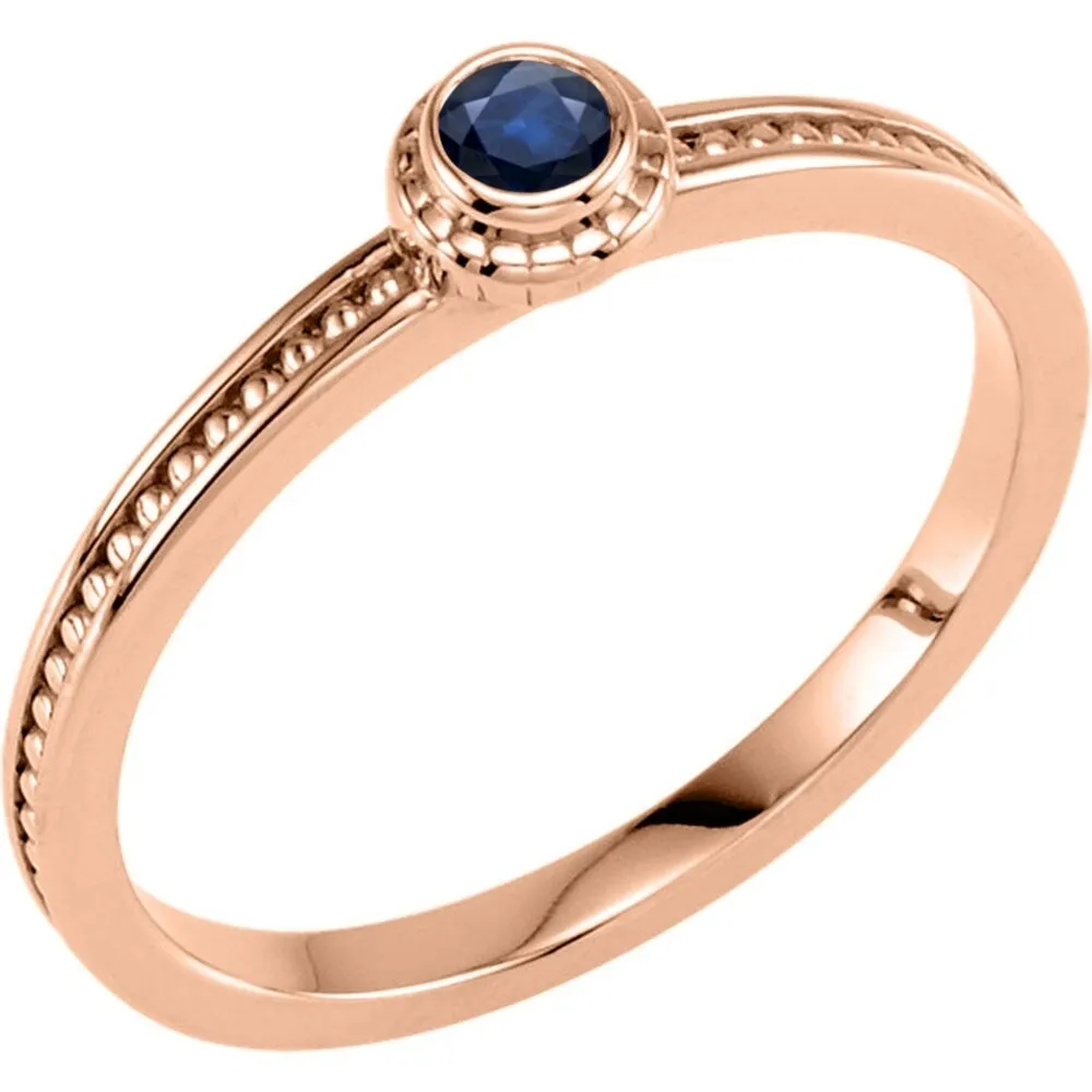 Auriya 1/10cttw Ultra-Thin Stackable Beaded Accent Blue Sapphire Ring 10K Gold sold by Zulily product image thumbnail 2