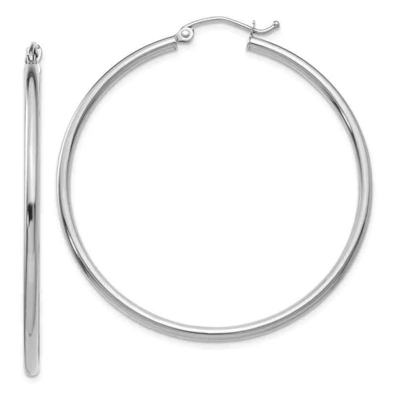 Curata 10k White Gold 45x2mm Polished Classic Tube Hoop Earrings sold by Zulily