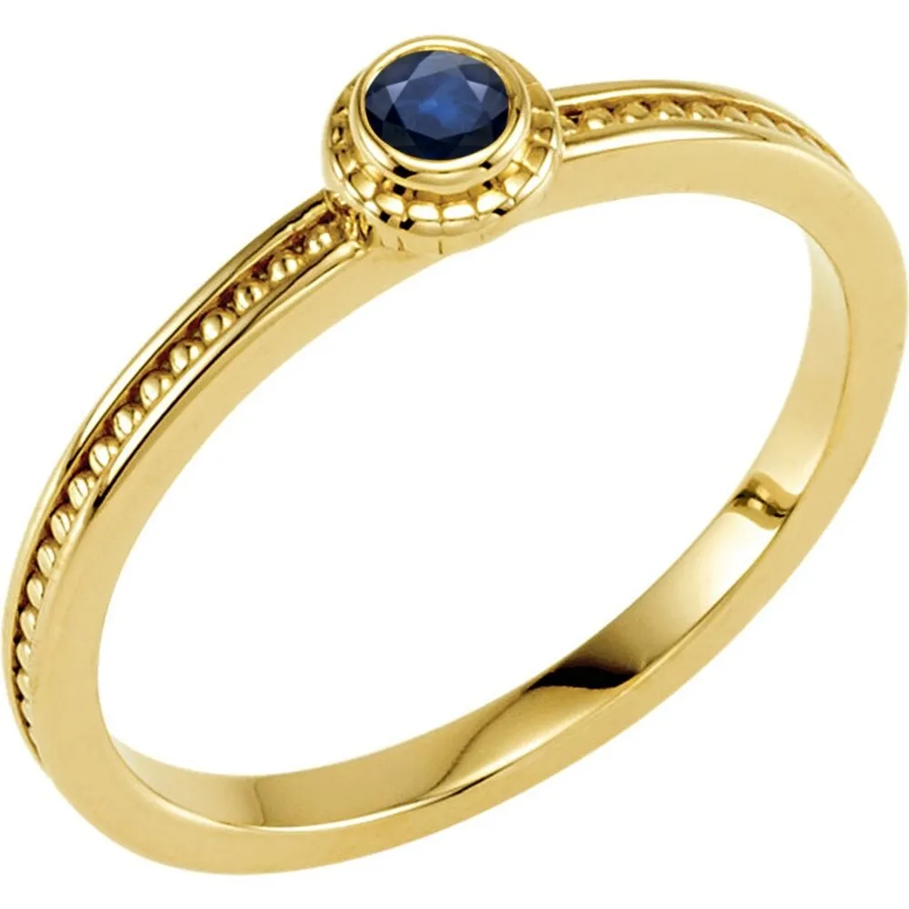 Auriya 1/10cttw Ultra-Thin Stackable Beaded Accent Blue Sapphire Ring 10K Gold sold by Zulily product image thumbnail 5