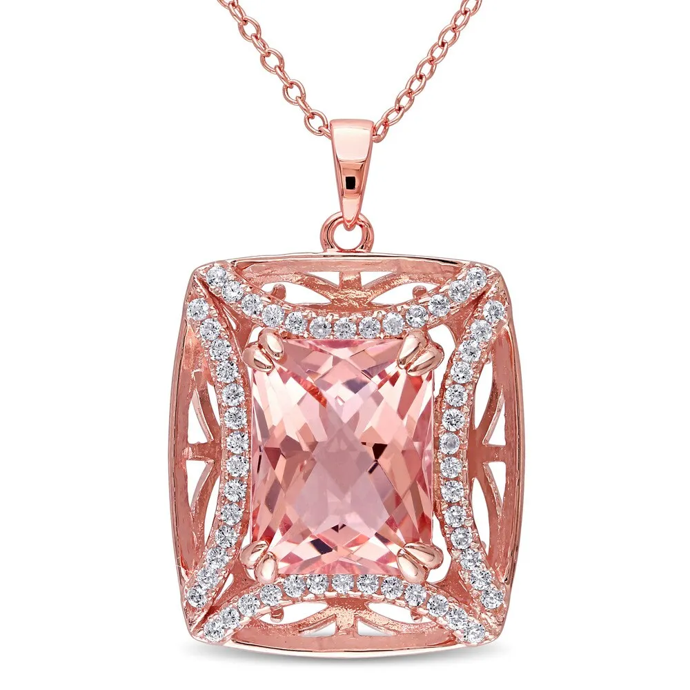 Miadora Rose-Plated Silver Rose Glass and Cubic Zirconia Necklace sold by Zulily product image thumbnail 3