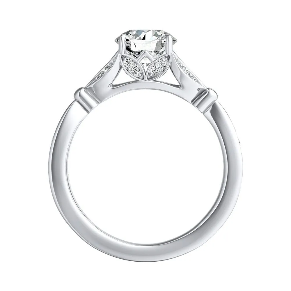 Auriya Vintage Floral 1ct Round Moissanite and 1/4ctw Diamond Engagement Ring 14K Gold sold by Zulily product image thumbnail 4