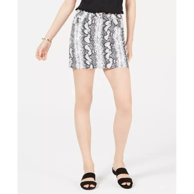 Tinseltown Juniors' Snake-Embossed Denim Mini Skirt Gray Size 7 sold by Zulily