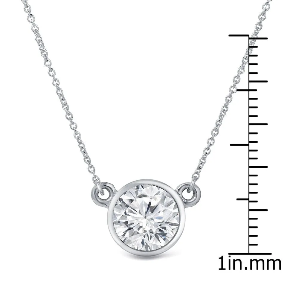 Auriya 14k Gold 3ctw Solitaire Moissanite Necklace Bezel-set - 9.3 mm sold by Zulily product image thumbnail 5