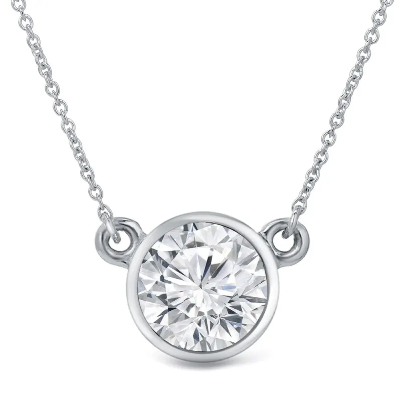 Auriya 14k Gold 3ctw Solitaire Moissanite Necklace Bezel-set - 9.3 mm sold by Zulily