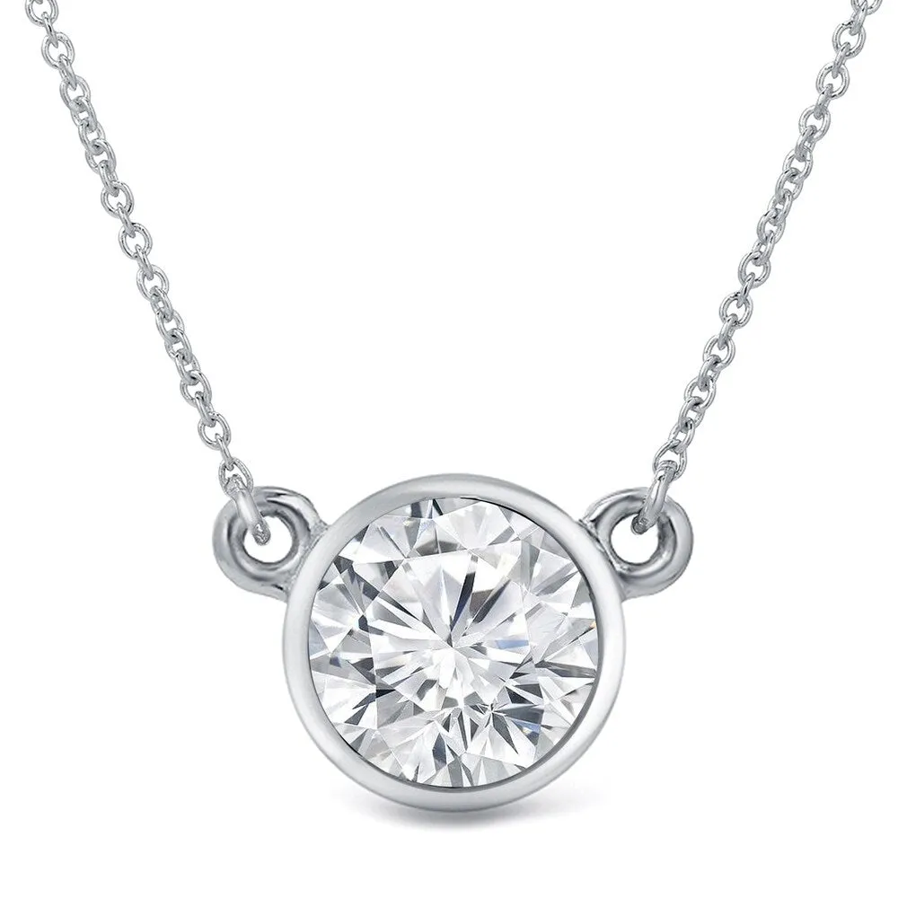 Auriya 14k Gold 3ctw Solitaire Moissanite Necklace Bezel-set - 9.3 mm sold by Zulily