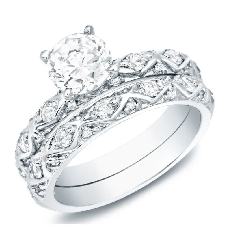 Auriya 14k Gold 1ctw Round Diamond Engagement Ring Set sold by Zulily