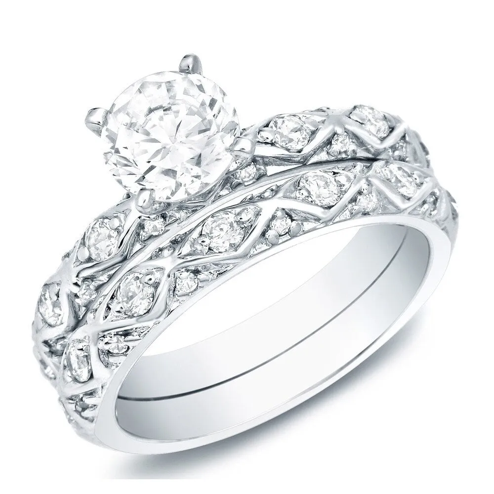 Auriya 14k Gold 1ctw Round Diamond Engagement Ring Set sold by Zulily