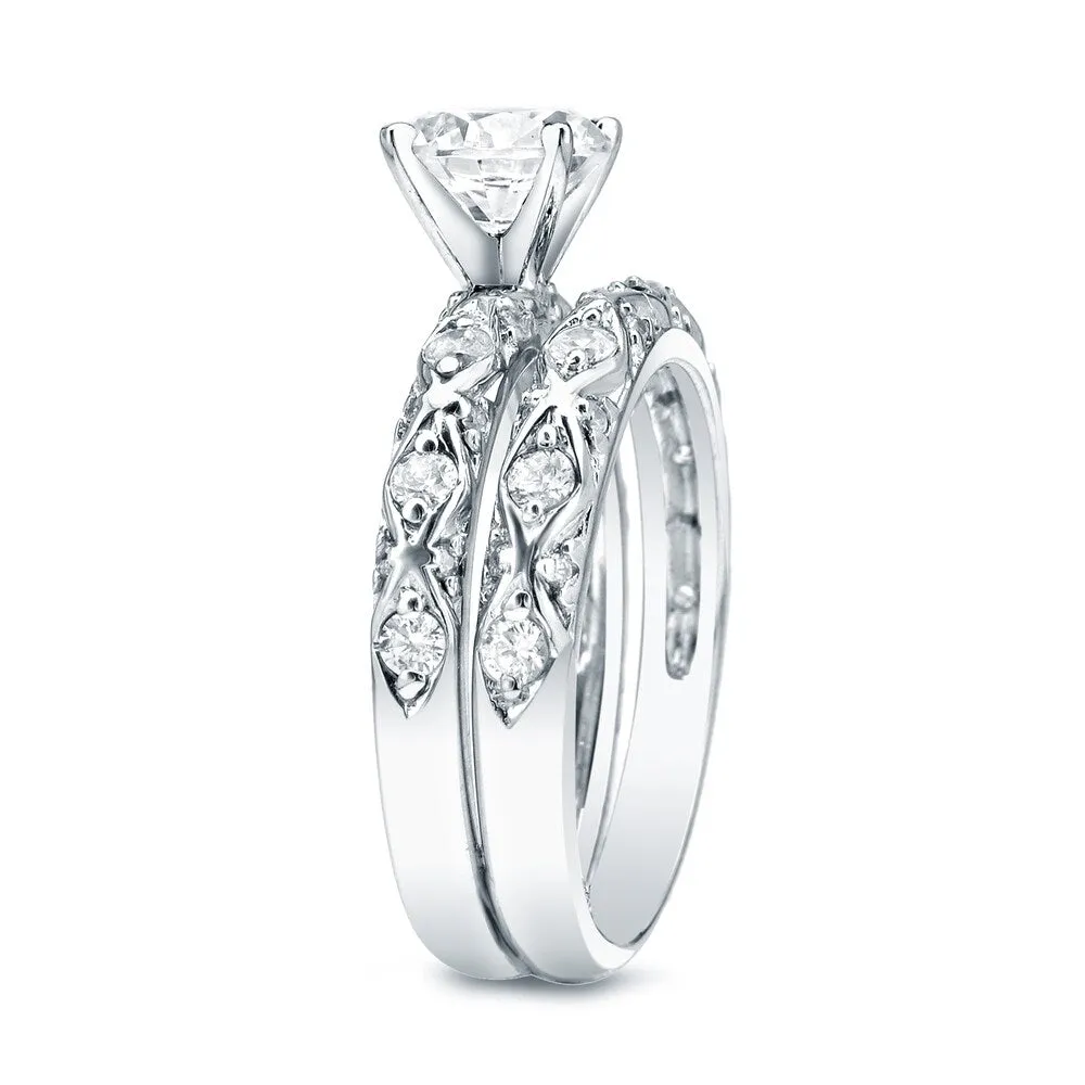 Auriya 14k Gold 1ctw Round Diamond Engagement Ring Set sold by Zulily product image thumbnail 3