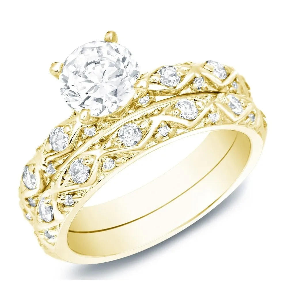 Auriya 14k Gold 1ctw Round Diamond Engagement Ring Set sold by Zulily product image thumbnail 4