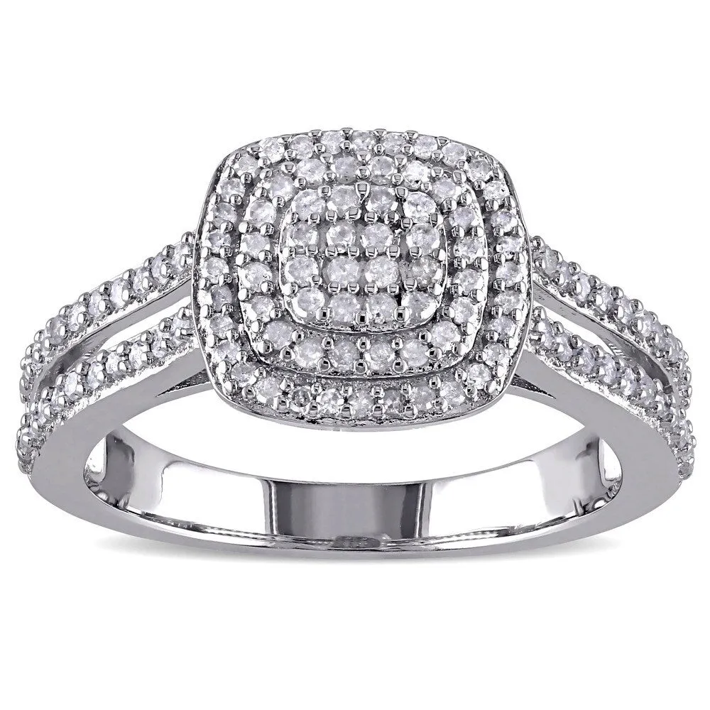 Miadora Sterling Silver 1/2ct TDW Diamond Halo Ring - White sold by Zulily