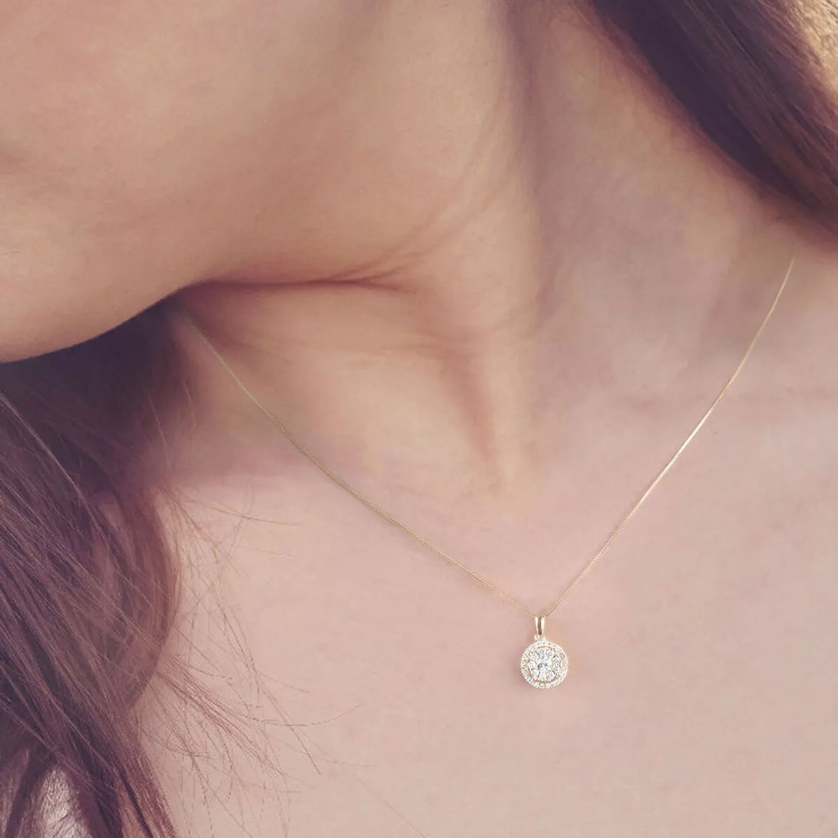 De Couer IGI Certified 14K Yellow Gold 1/2ct TDW Diamond Cluster Necklace sold by Zulily product image thumbnail 2